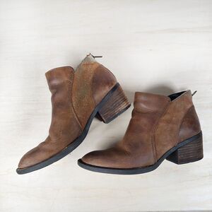 Born‎ Ankle Boots Womens 7 Brown Suede Leather Western Booties Ankle Distressed
